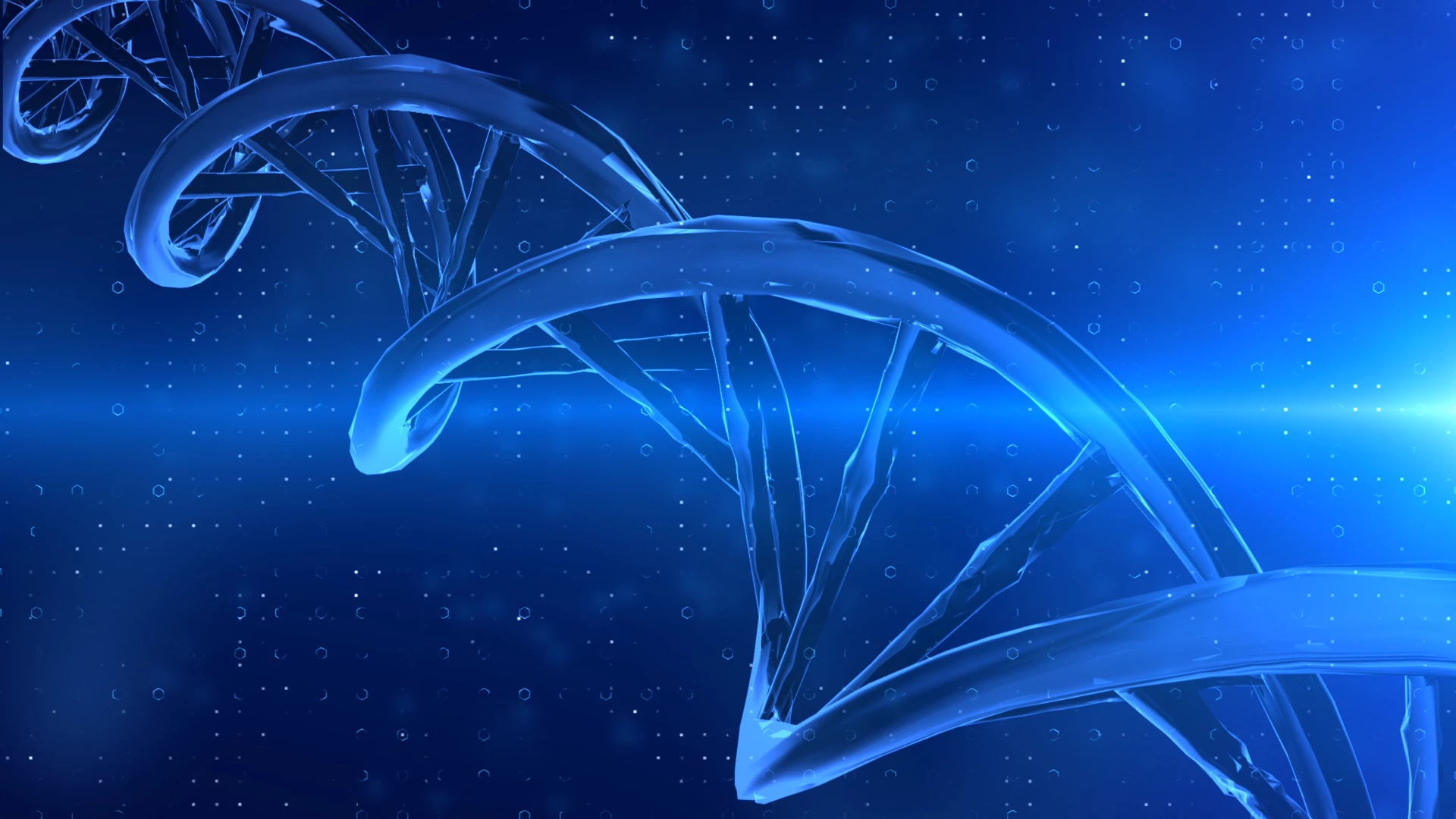 Sequence ADN en rotation sur un fond bleu lumineux